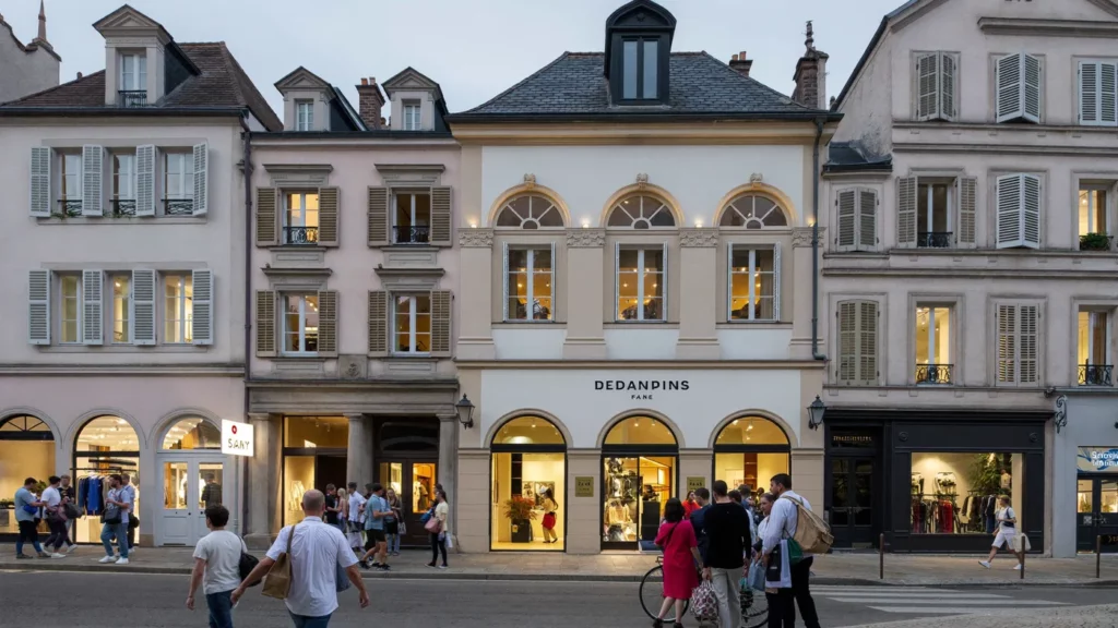 Village de marques de Troyes avec architecture champenoise à pans de bois et boutiques outlet