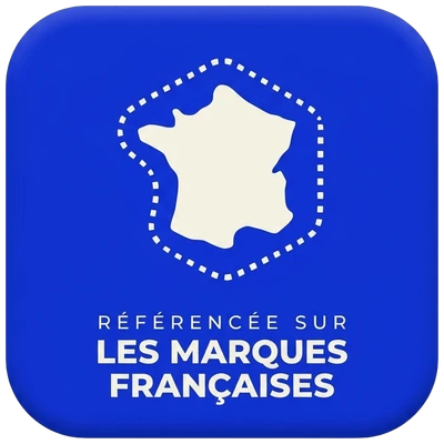 Badge bleu Les Marques Françaises