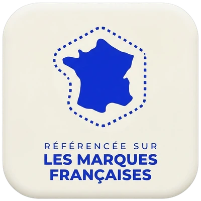 Badge blanc Les Marques Françaises