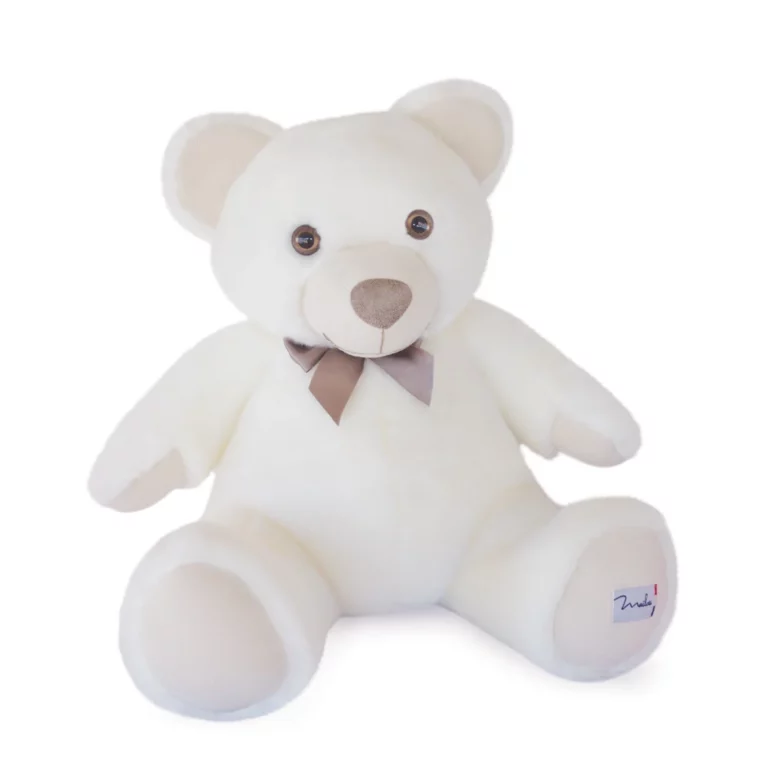 L'Ours Maïlou Tradition 55 cm, blanc — Maïlou Tradition, cousu en Bretagne