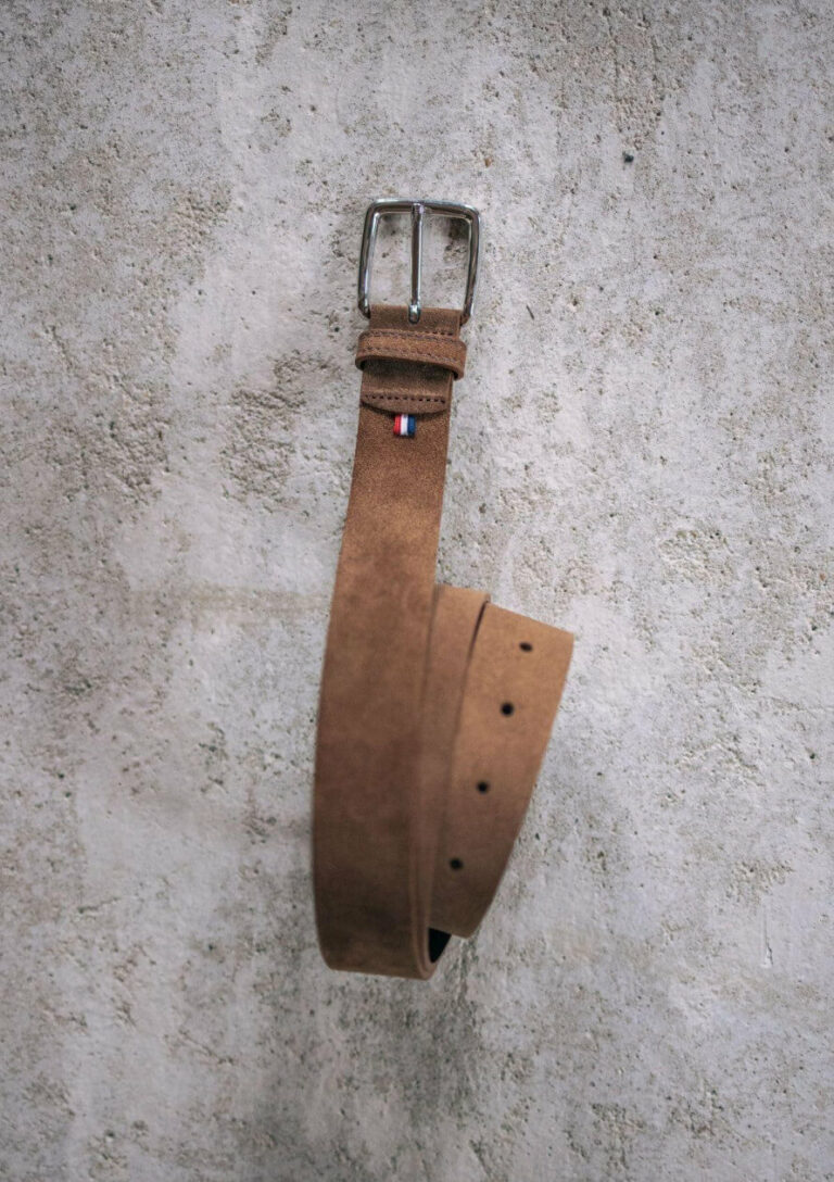 Ceinture KILOMETRE camel en cuir — Montlimart, fabriqué en France